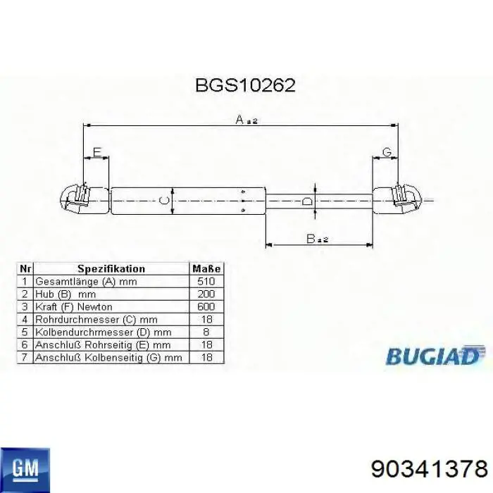 Купити 90341378 General Motors Амортизатор двері багажника