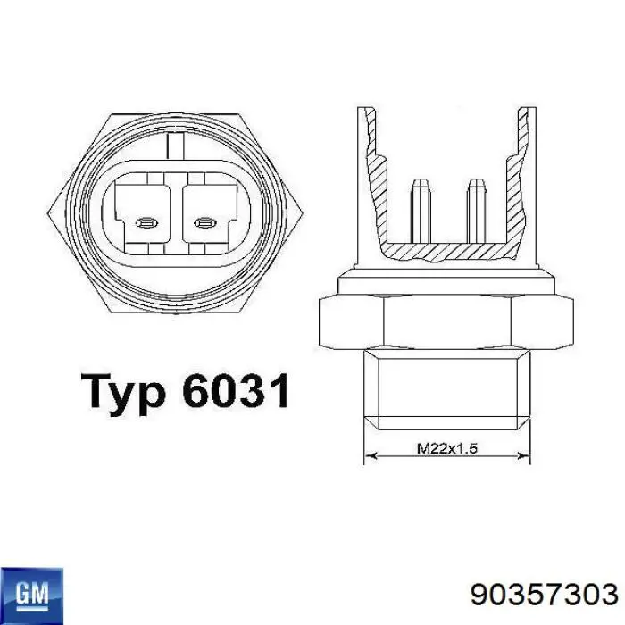 Датчик включення вентилятора 90357303 General Motors