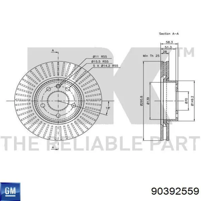 90392559 General Motors Гальмо дискове переднє