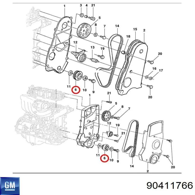 Зірка-шестерня приводу коленвалу двигуна на Chevrolet Evanda (V200)