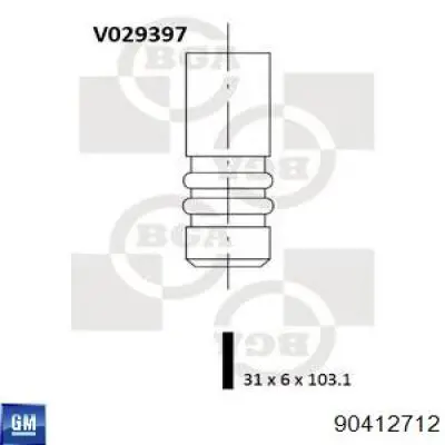 90412712 General Motors Клапан впускний