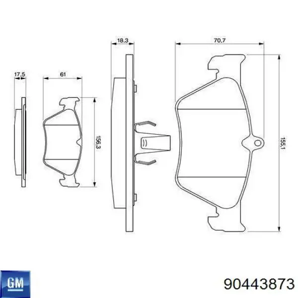 Купити 90443873 General Motors Колодки гальмівні передні, дискові