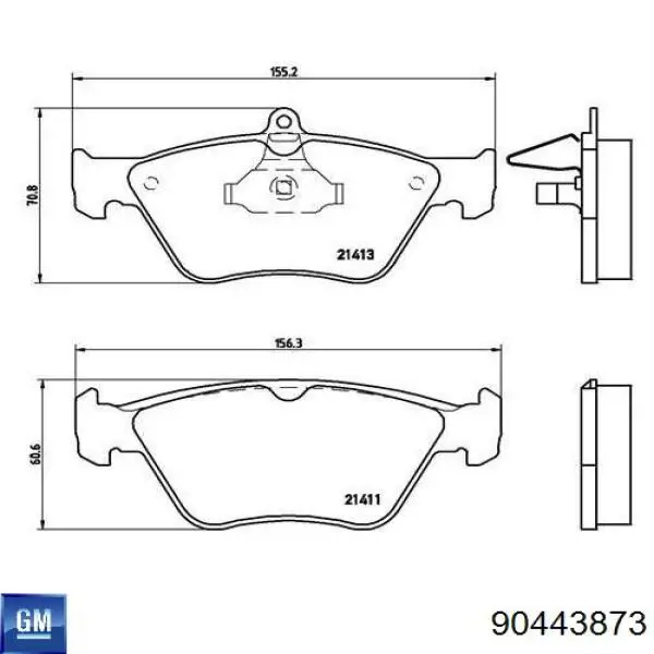 Передні тормозні колодки 90443873 General Motors
