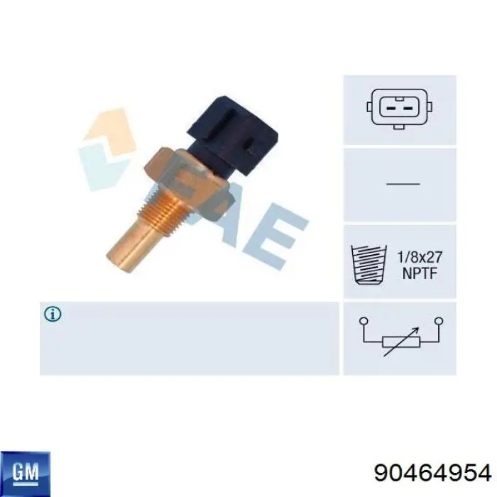 Датчик температури охолоджуючої рідини 90464954 General Motors