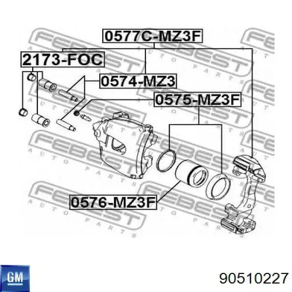 Пильник направляючої супортугальмівного, переднього General Motors 90510227 ціна, від 5.98 USD