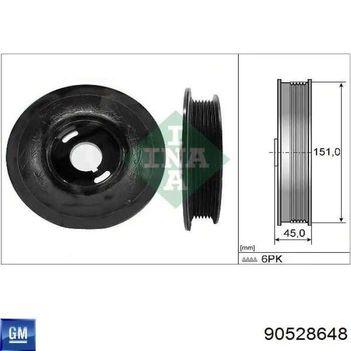 Купити 90528648 General Motors Шків колінчастого вала