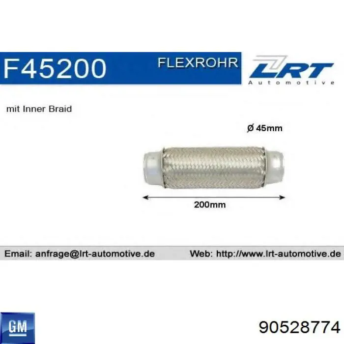 Гофра приймальної труби General Motors 90528774 ціна, від 12.23 USD