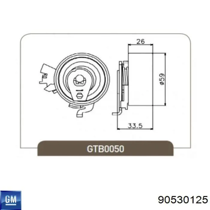 Ролик натягувача ременя ГРМ 90530125 General Motors