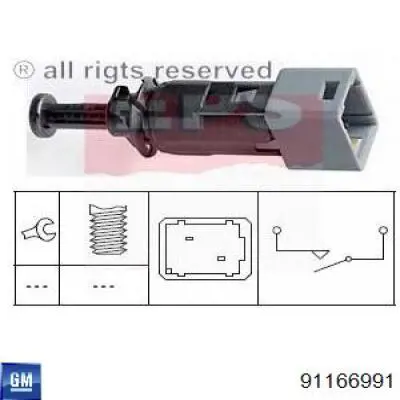 Купити 91166991 General Motors Датчик педалі гальма