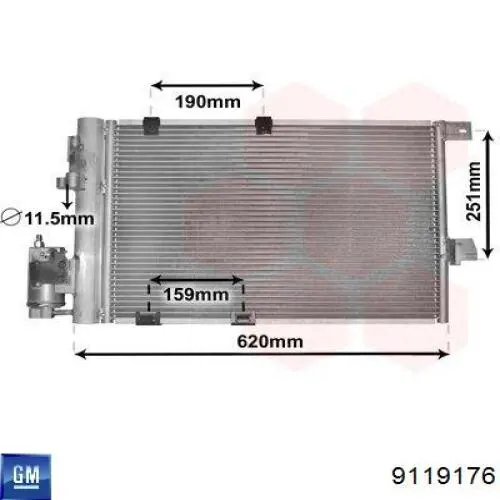 Конденсатор кондиціонера General Motors 9119176 ціна, від 78.08 USD