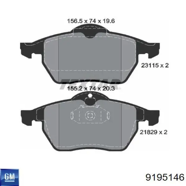 Купити 9195146 General Motors Колодки гальмівні передні, дискові