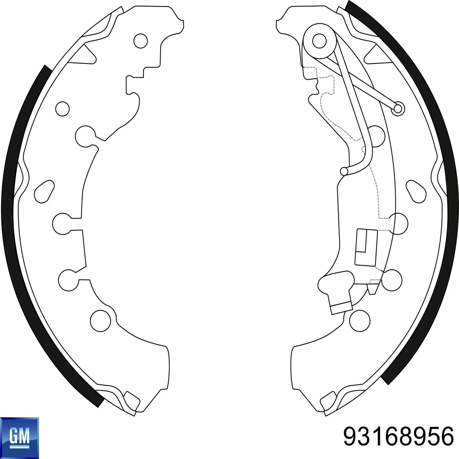 Колодки гальмові задні, барабанні 93168956 General Motors