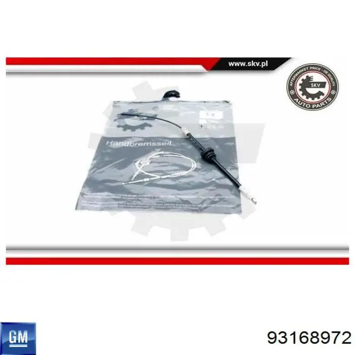 93168972 General Motors Трос ручного гальма, комплект на авто