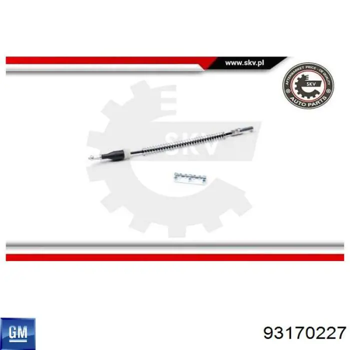 Трос ручного гальма задній, правий/лівий General Motors 93170227 ціна, від 3.73 USD