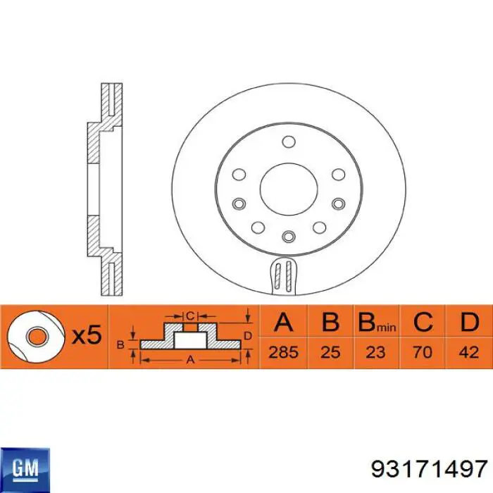 Диск переднього гальма General Motors 93171497 ціна, від 36.28 USD