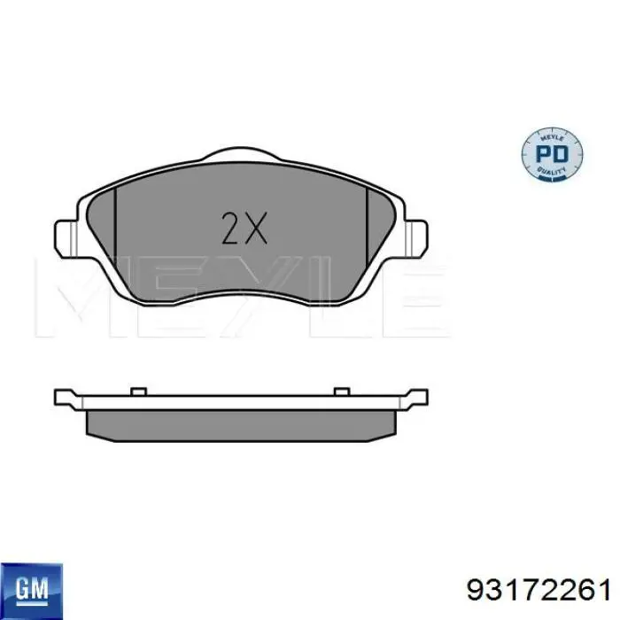 Передні тормозні колодки 93172261 General Motors
