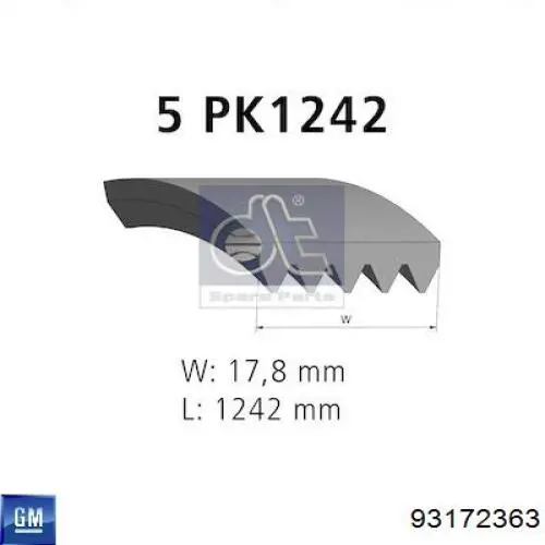 Купити 93172363 General Motors Ремінь генератора