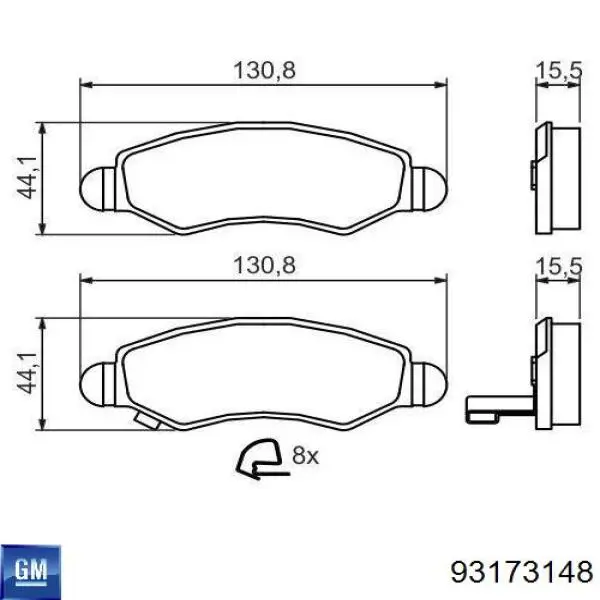 93173148 General Motors Передні гальмівні колодки