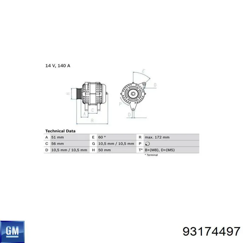 Генератор General Motors 93174497 ціна, від 71.10 USD
