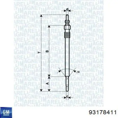 Свічка накалу 93178411 General Motors
