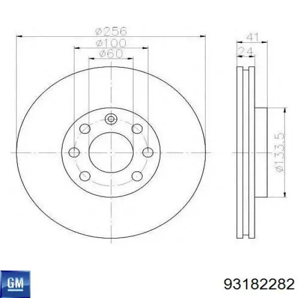 Диск переднього гальма General Motors 93182282 ціна, від 27.14 USD