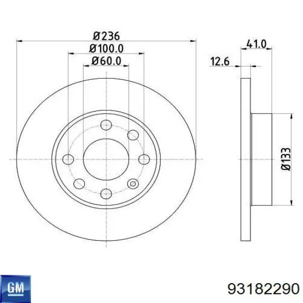 Диск переднього гальма General Motors 93182290 ціна, від 16.21 USD