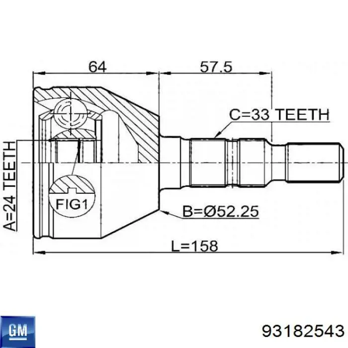 Граната колісна General Motors 93182543 ціна, від 29.61 USD