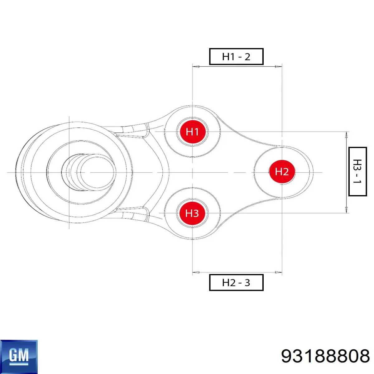 Кульова опора, нижня 93188808 General Motors