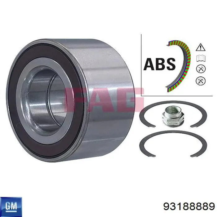 Комплект підшипник маточини передньої General Motors 93188889 ціна, від 16.69 USD
