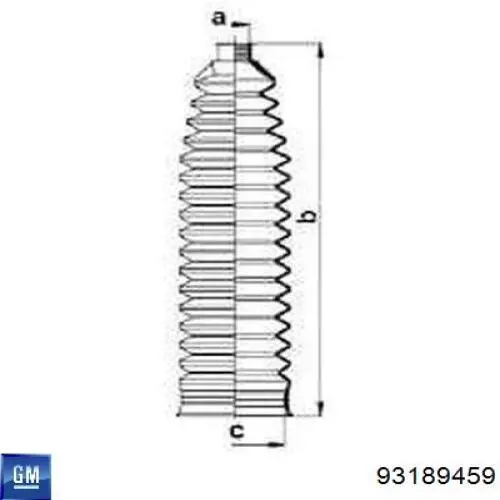 Пильник рульового механізму/рейки 93189459 General Motors