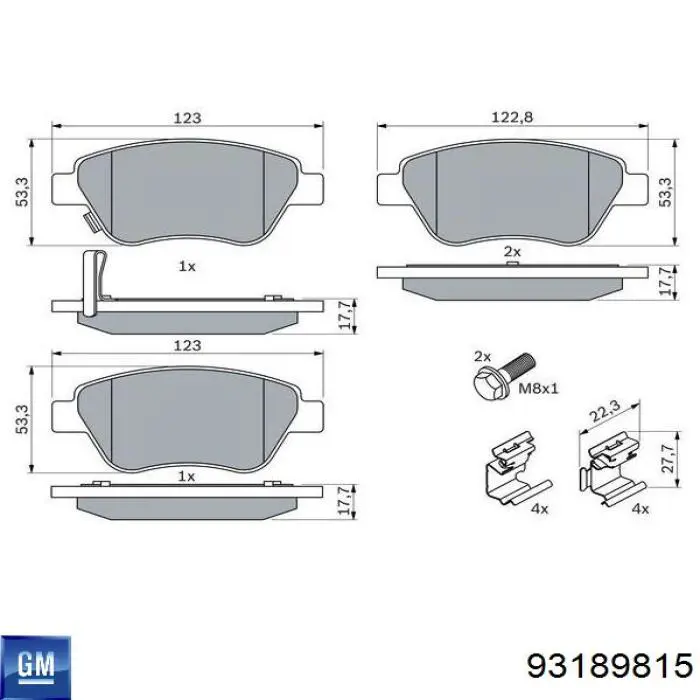 93189815 General Motors Передні гальмівні колодки