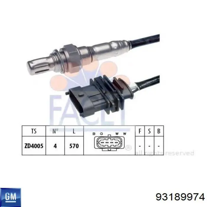 Лямбдазонд, датчик кисню до каталізатора General Motors 93189974 ціна, від 50.18 USD