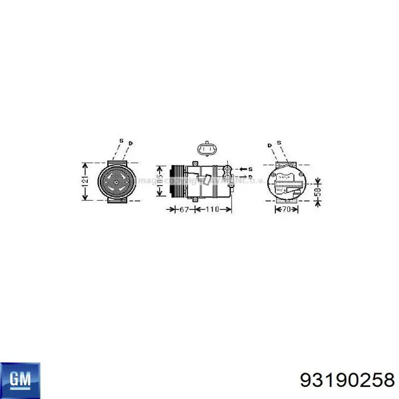 Компресор системи кондиціювання General Motors 93190258 ціна, від 288.73 USD