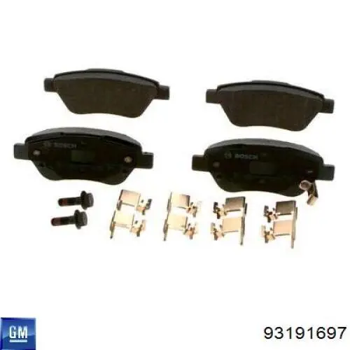 Передні тормозні колодки 93191697 General Motors