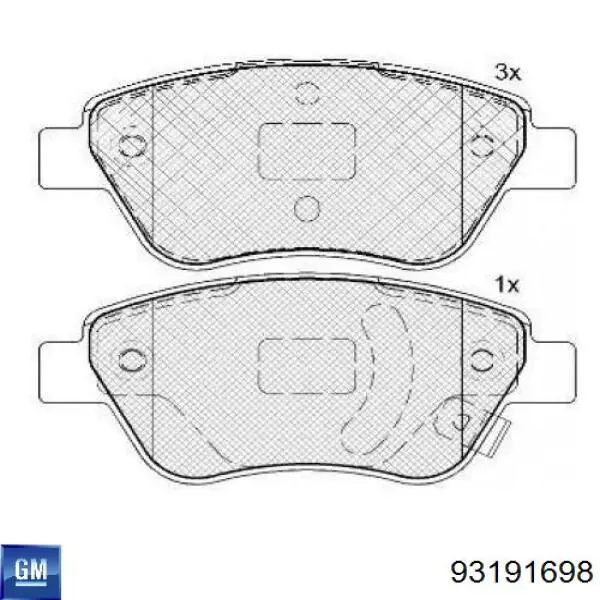 93191698 General Motors Передні гальмівні колодки