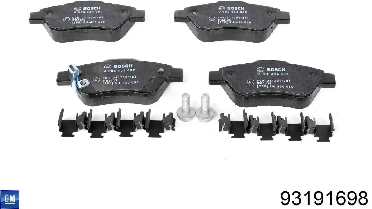 Гальмівні колодки General Motors 93191698 ціна, від 22.01 USD