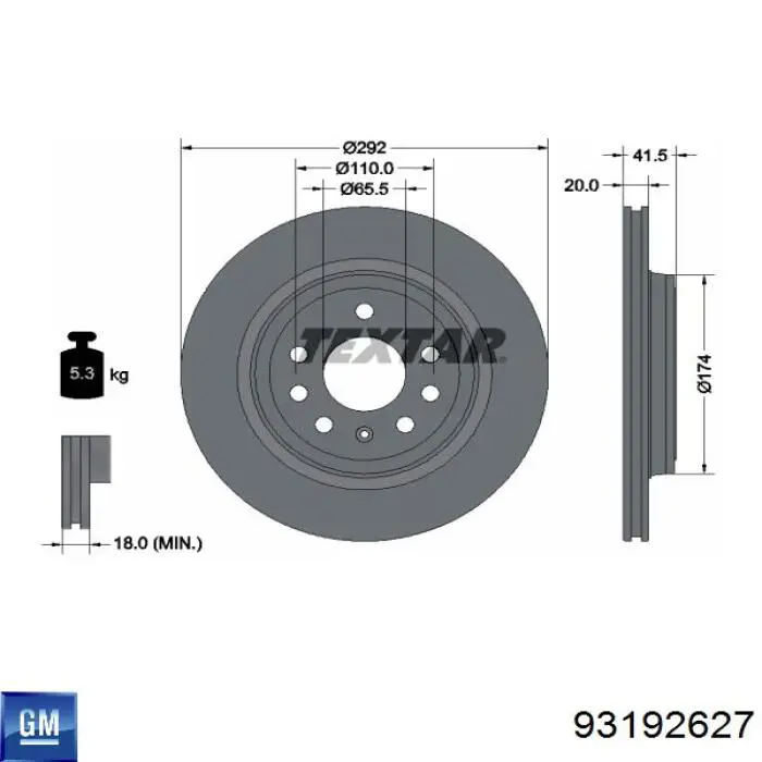 Диск гальмівний задній 93192627 General Motors