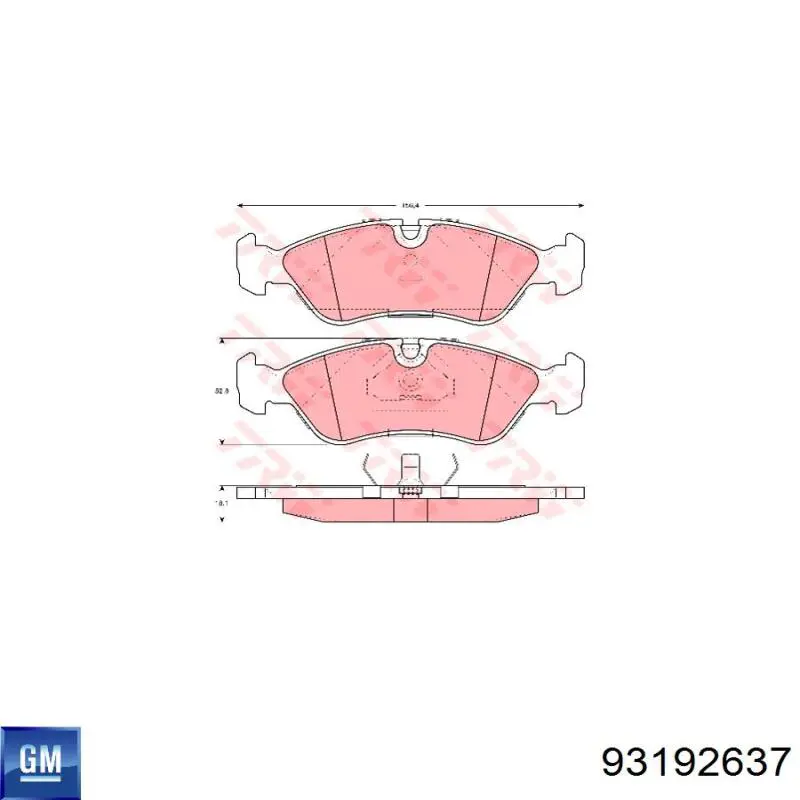 Купити 93192637 General Motors Колодки гальмівні передні, дискові