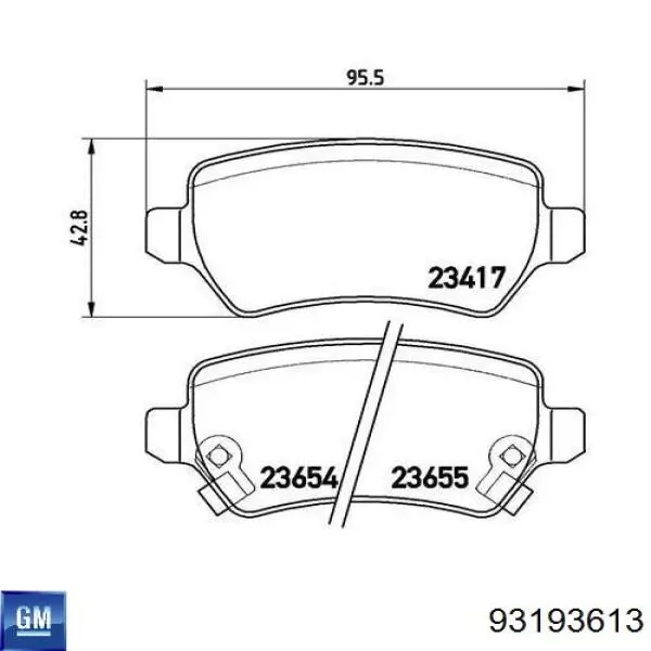 Задні гальмівні колодки General Motors 93193613 ціна, від 16.78 USD