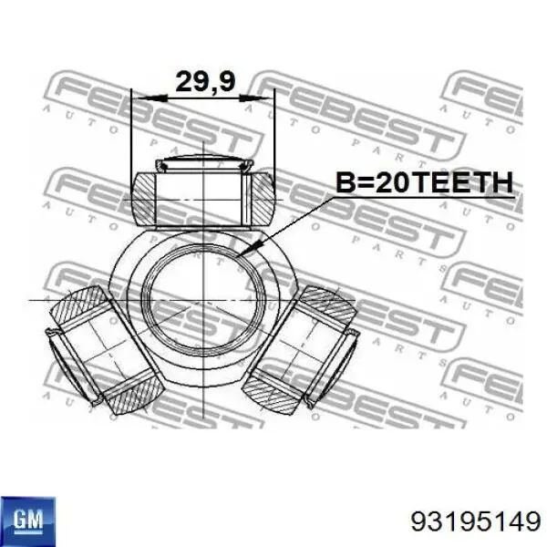 ШРУС внутрішній, передній 93195149 General Motors