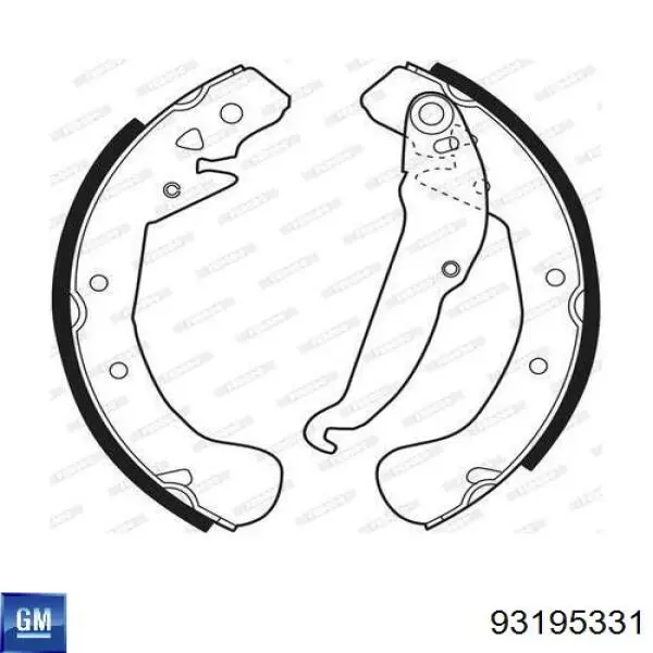 93195331 General Motors Колодки гальмівні задні, барабанні