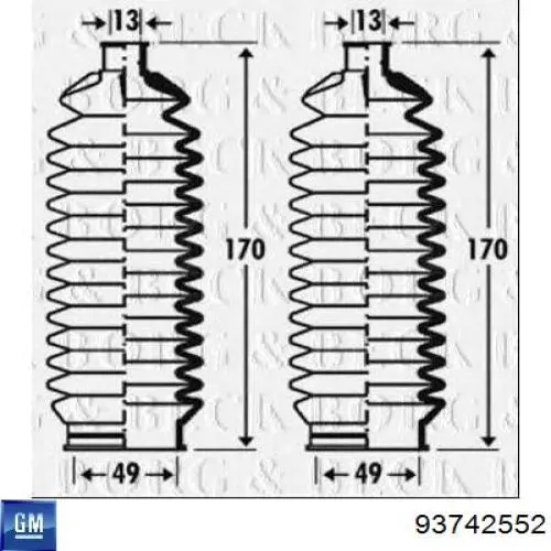 Пильник рульової рейки 93742552 Korea (oem)