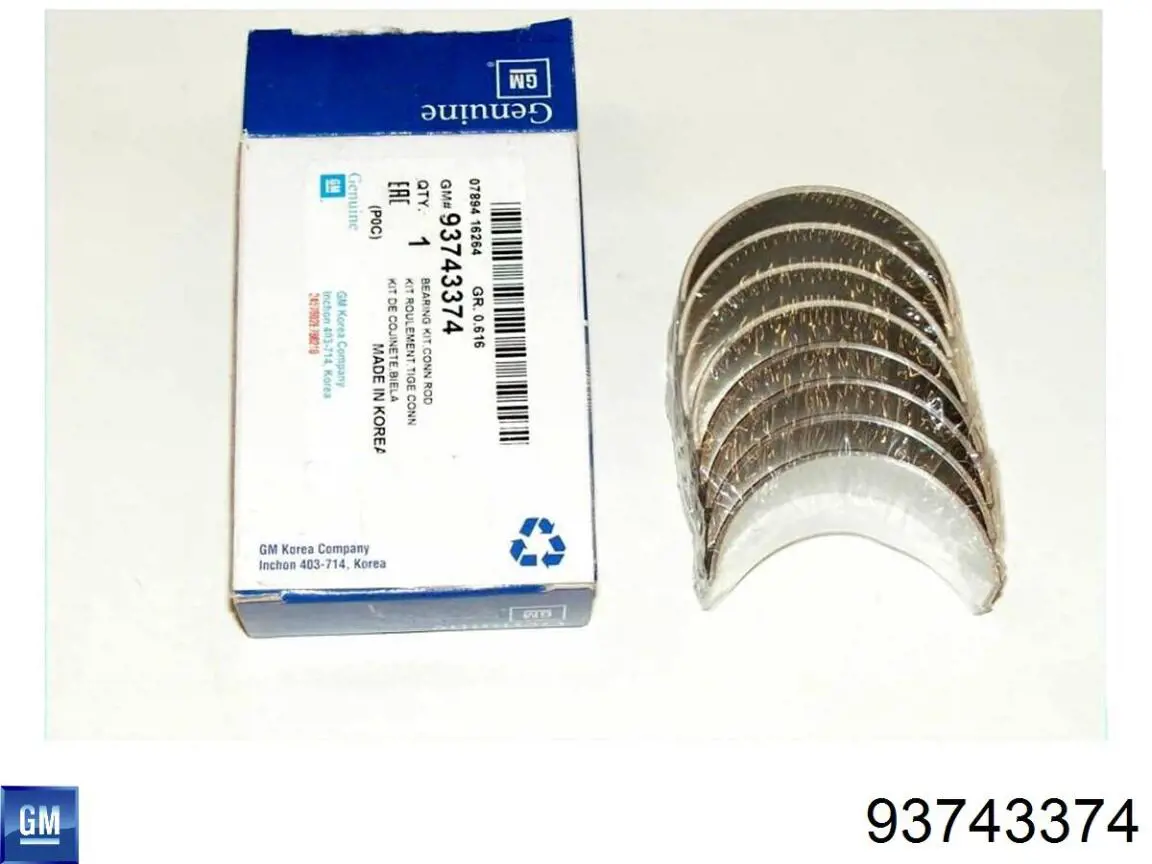 Шатунні вклалиші колінвала STD General Motors 93743374 ціна, від 21.33 USD
