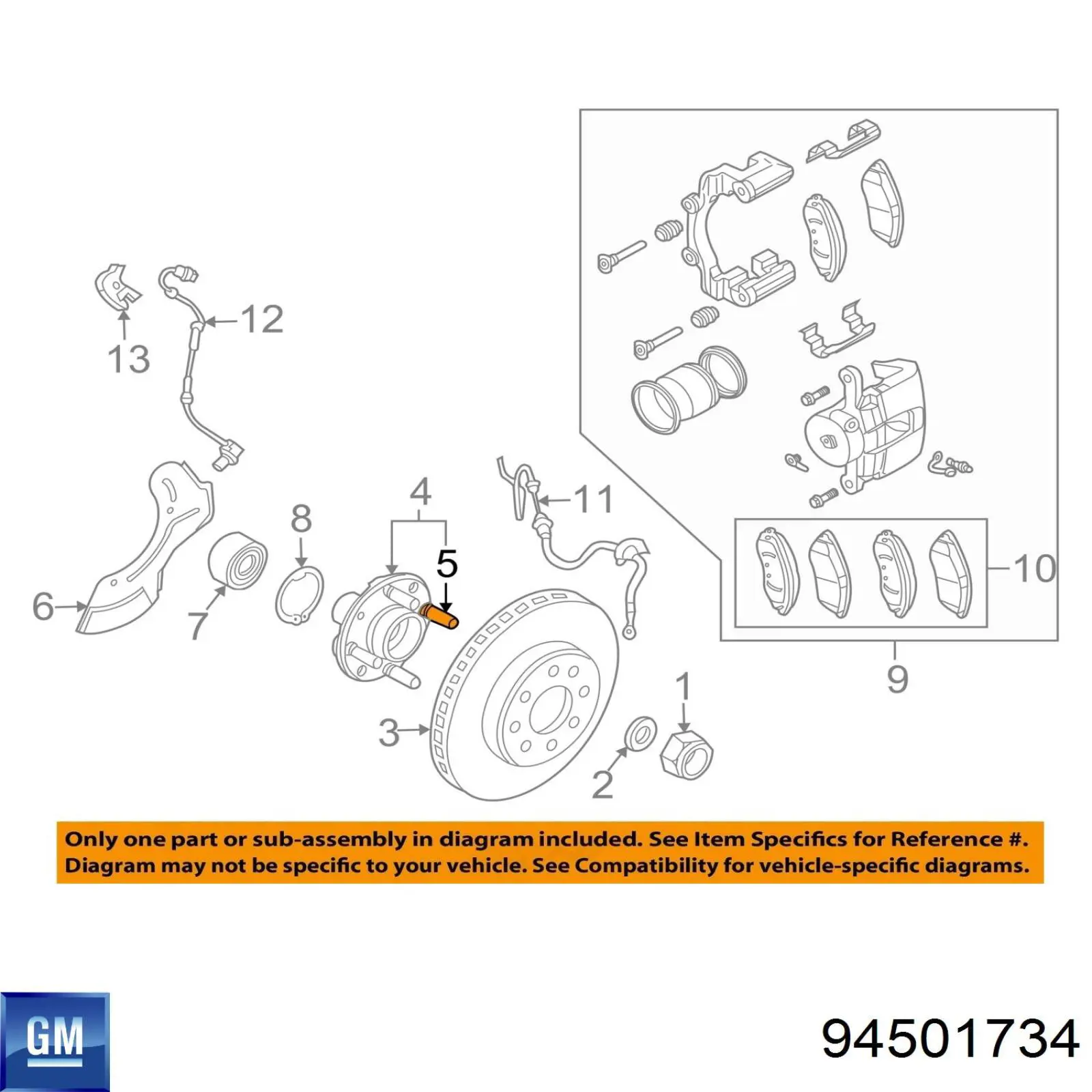 Купити 94501734 General Motors Шпилька колісна, передня