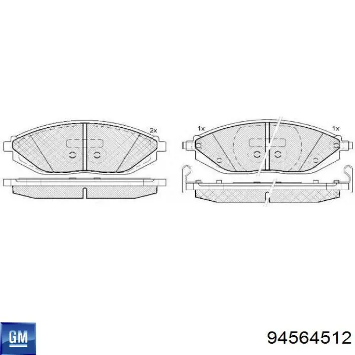 Передні тормозні колодки 94564512 General Motors