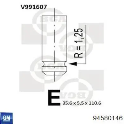 Клапан впускний General Motors 94580146 ціна, від 6.04 USD
