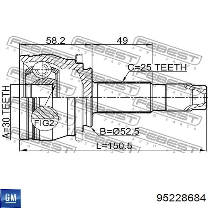 Купити 95228684 General Motors Шарнір приводу зовнішній