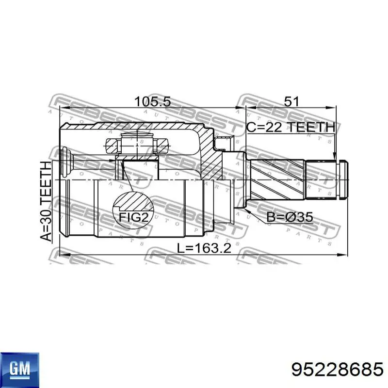 Купити 95228685 General Motors ШРУС внутрішній правий