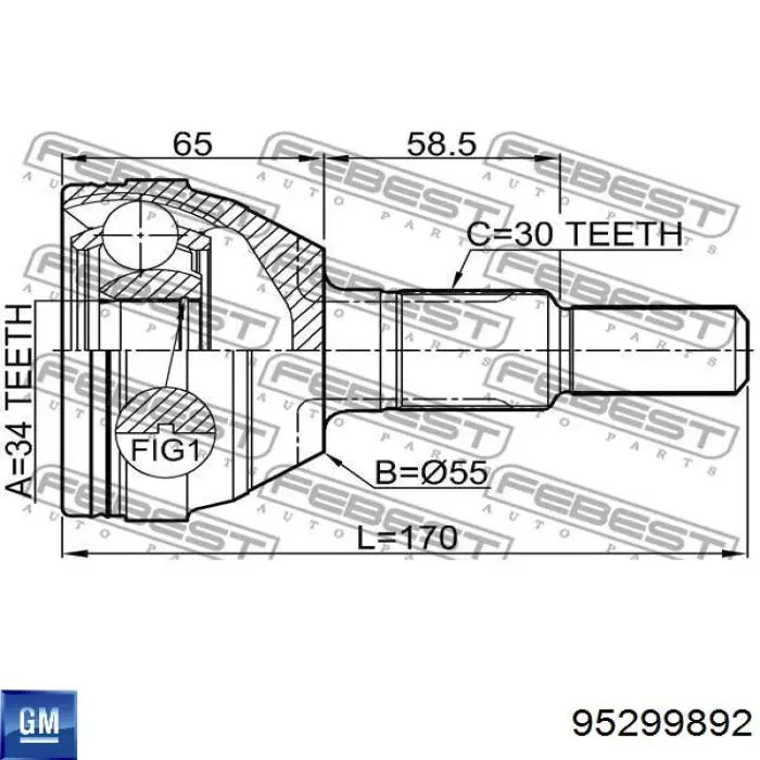 95299892 General Motors Привід лівий