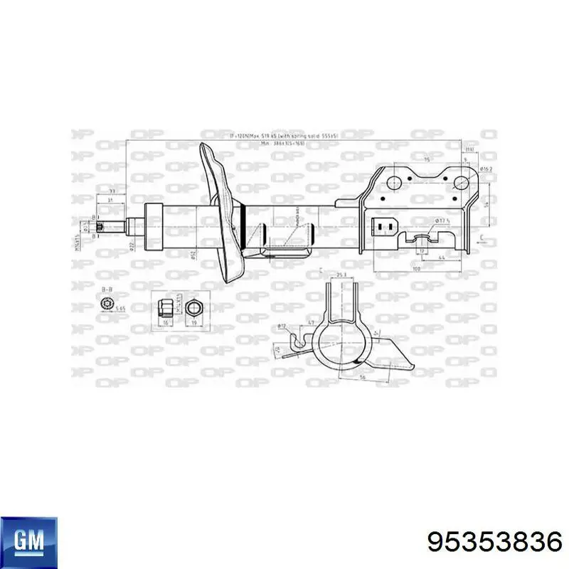 95353836 General Motors амортизатор передній, лівий